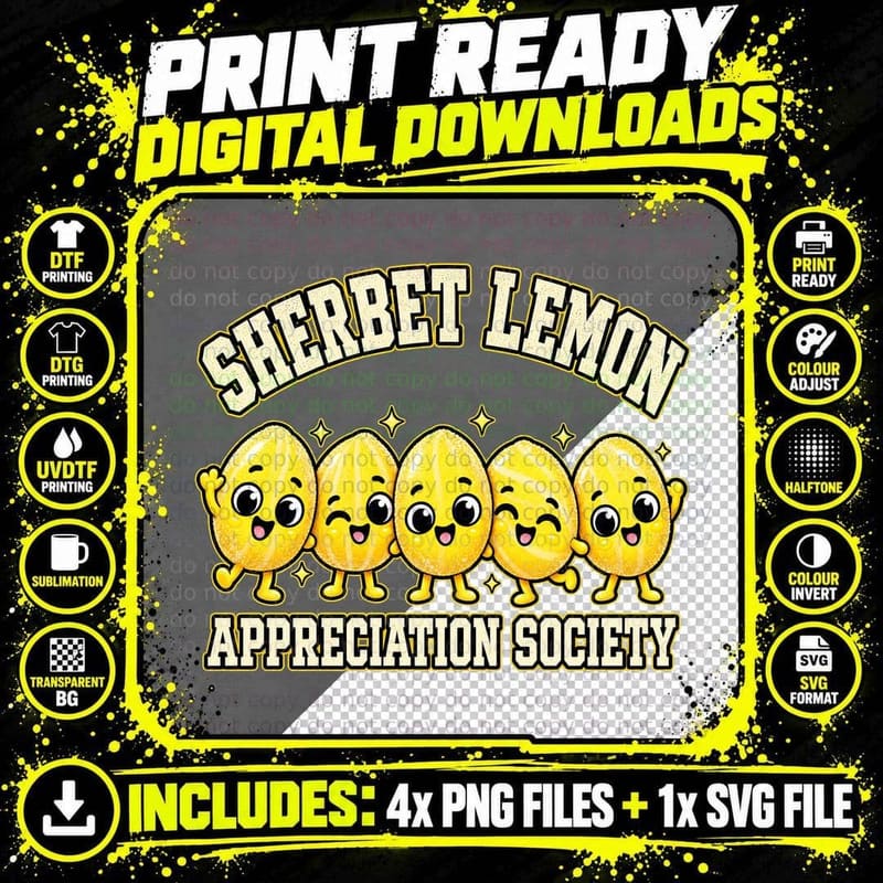 Sherbet Lemon Appreciation Society Retro Varsity British Png SVG Digital Bundle