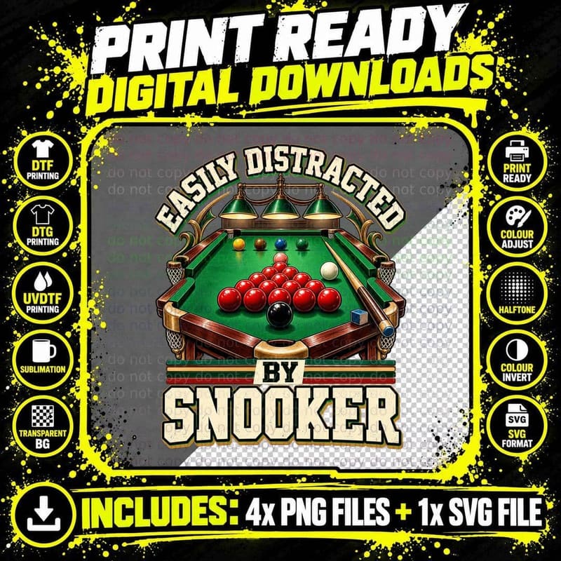 Snooker Player Retro Billiards Club Cue Sporting Snooker Png SVG Digital Bundle