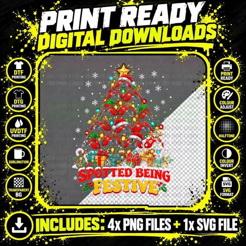 Ladybird Christmas Tree Spotted Being Festive Xmas Png SVG Digital Bundle