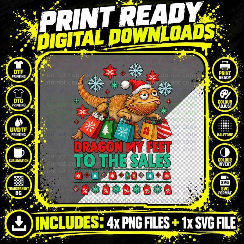 Bearded Dragon Ugly Christmas Sweater Reptile Pun Funny Png SVG Digital Bundle