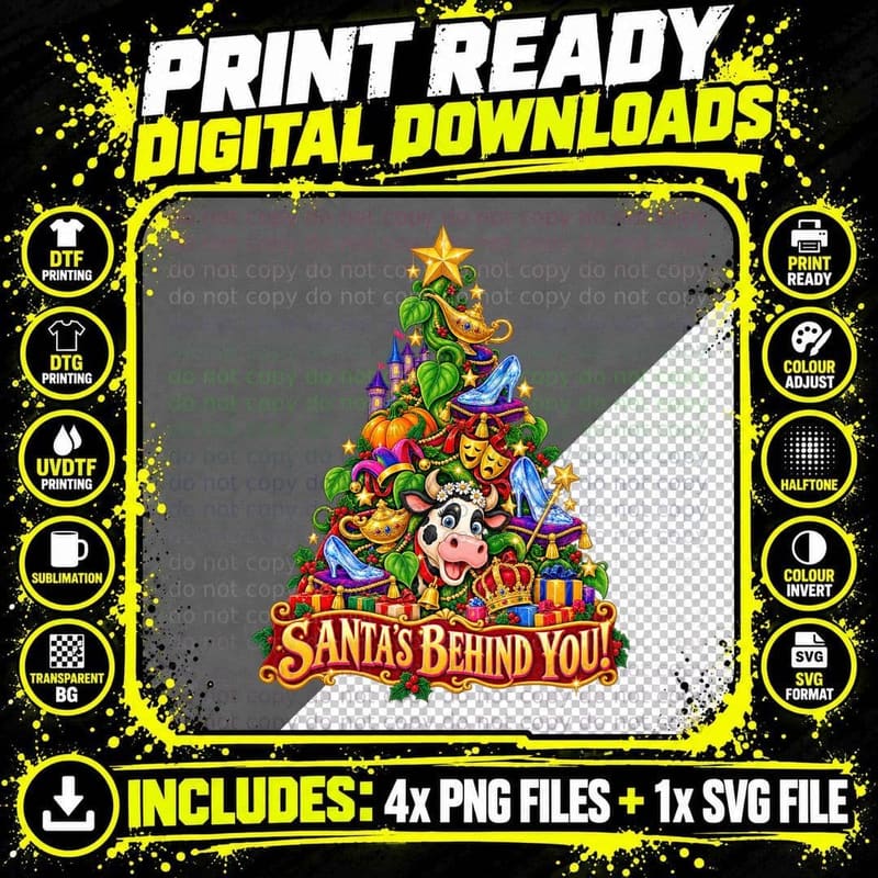 British Pantomime Christmas Retro Theatre Panto Comedy Png SVG Digital Bundle