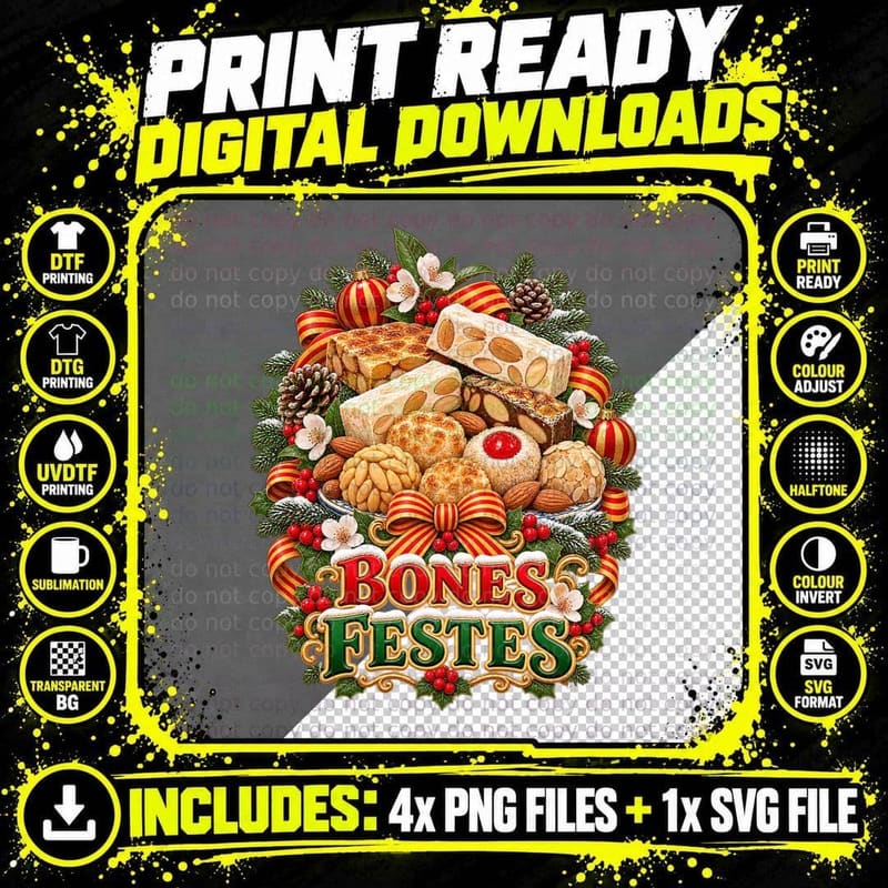 Catalan Christmas Panellets Almond Sweets Kawaii Plush Png SVG Digital Bundle