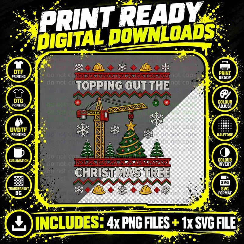 Christmas Engineer Ugly Sweater Construction Engineer Png SVG Digital Bundle