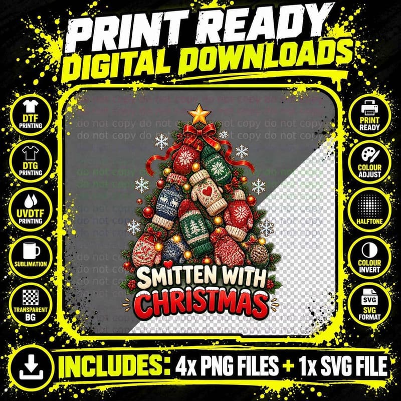 Christmas Mitten Pun Shirt Nordic Knitwear Fair Isle Png SVG Digital Bundle