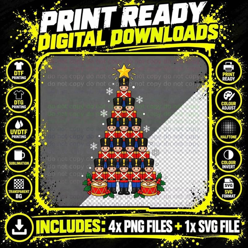 Christmas Toy Soldier Nutcracker Toyshop Marching Band Png SVG Digital Bundle