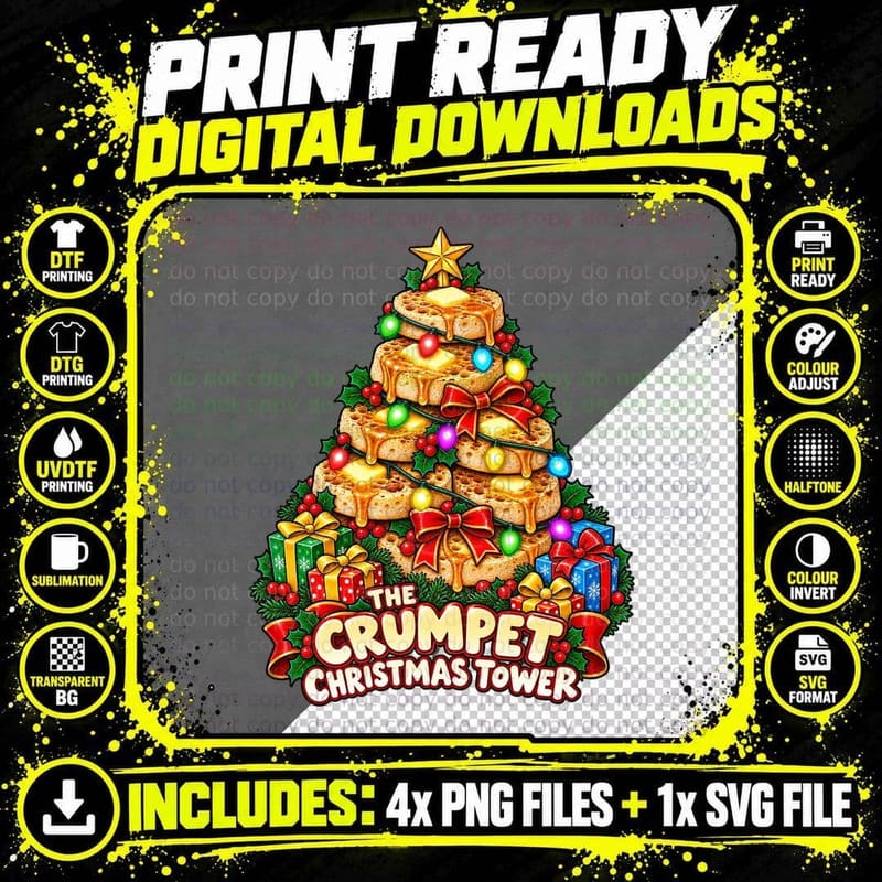 Crumpet Christmas British Breakfast Butter Food Festive Png SVG Digital Bundle