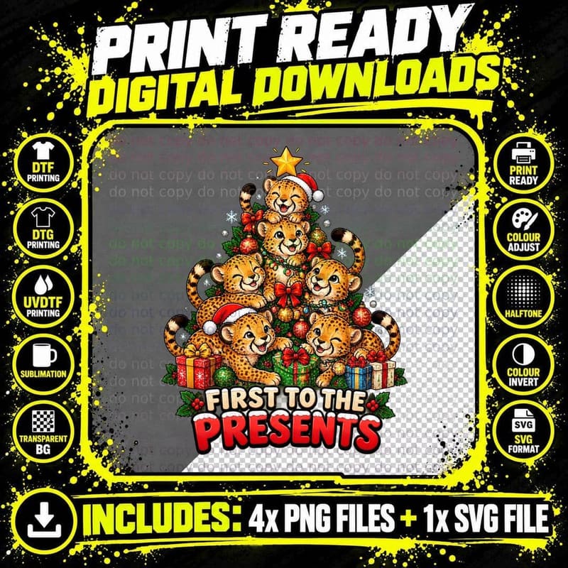Funny Cheetah Christmas Pun Big Cat Lover Wildlife Png SVG Digital Bundle