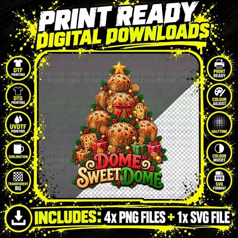 Funny Panettone Christmas Pun Italian Bakery Retro Png SVG Digital Bundle