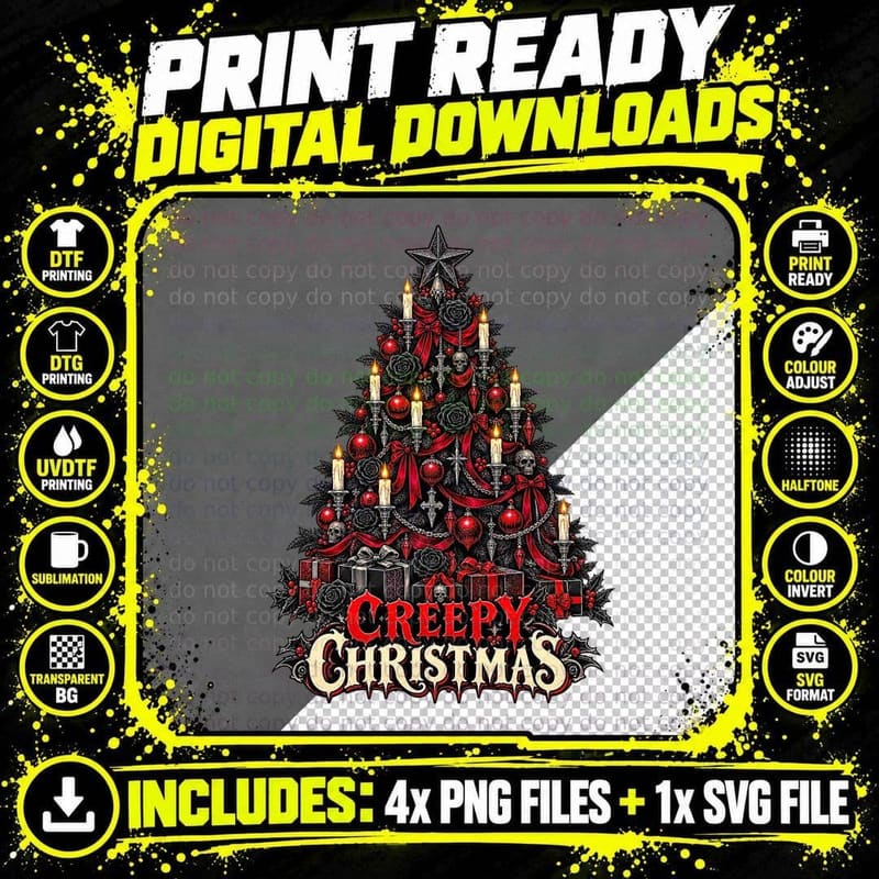Gothic Christmas Creepy Xmas Dark Alternative Victorian Png SVG Digital Bundle
