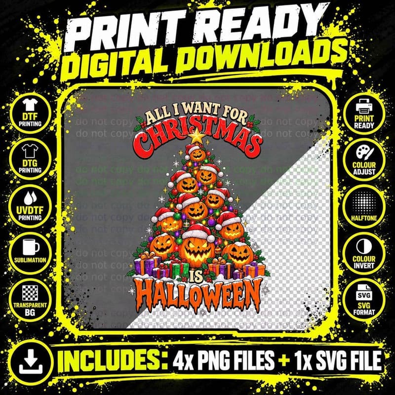 Halloween Christmas Pumpkin Retro Cartoon Funny Spooky Png SVG Digital Bundle