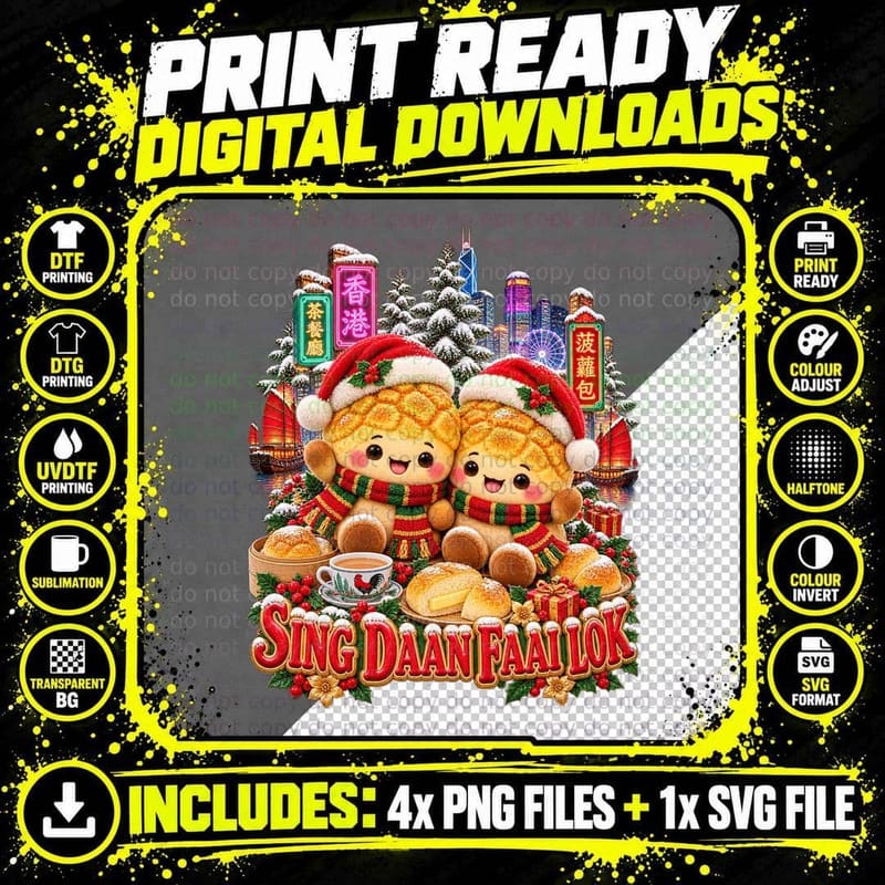 Hong Kong Pineapple Bun Christmas Plush Toy Cute Food Png SVG Digital Bundle