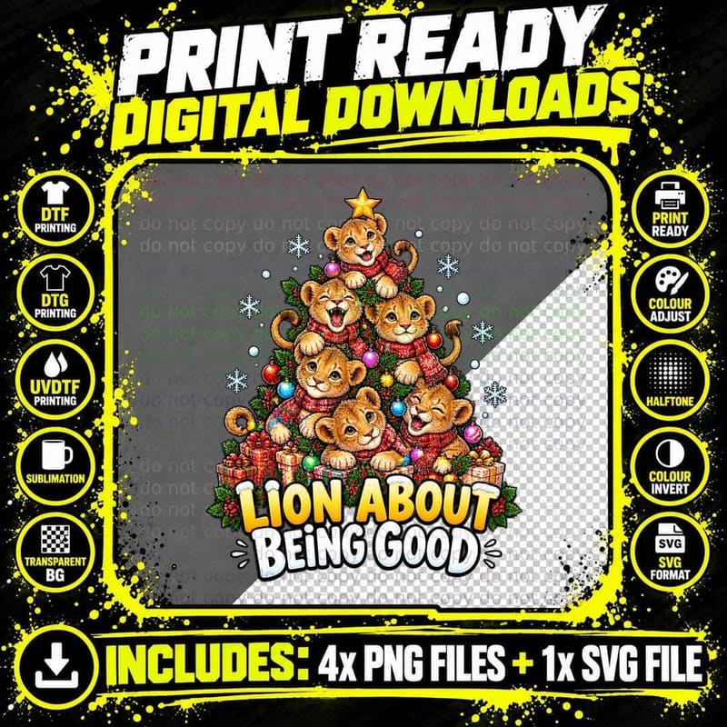 Lion Cub Christmas Pun Shirt Funny Safari Animal Holiday Png SVG Digital Bundle