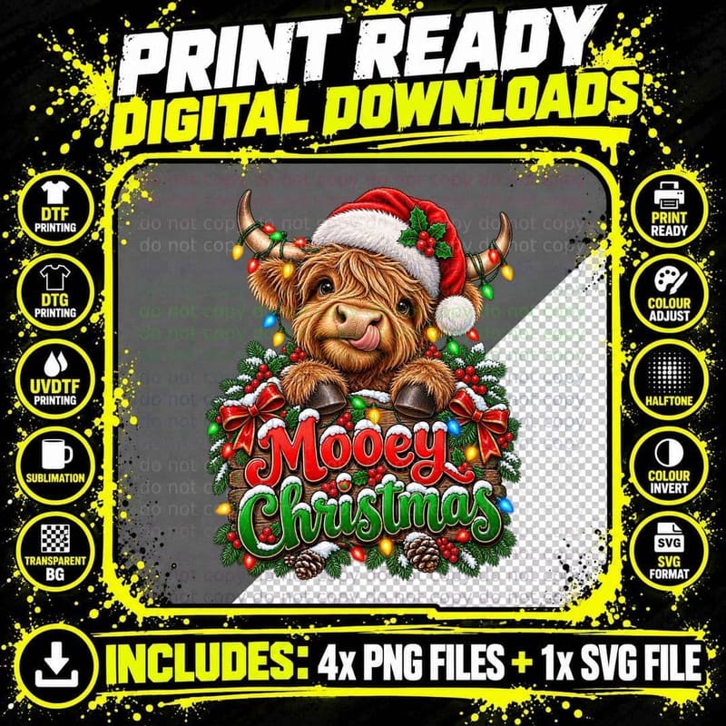 London Black Cab Taxi Christmas Tree Fairy Lights Png SVG Digital Bundle