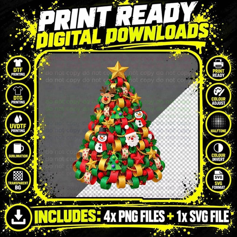 Paper Chain Christmas Retro School Craft Handmade Png SVG Digital Bundle