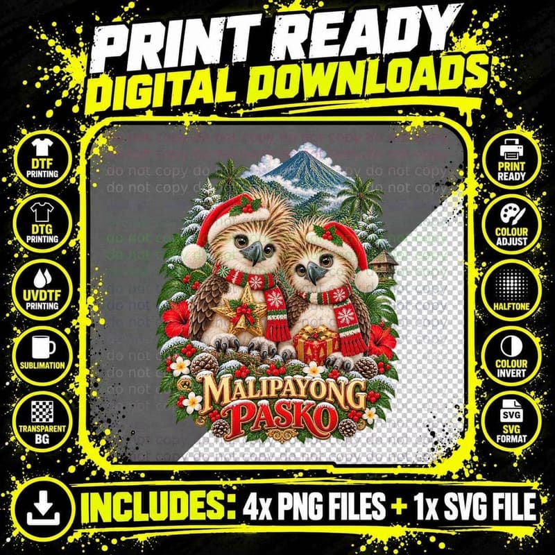Philippine Eagle Christmas Filipino Cute Plush Bird Png SVG Digital Bundle
