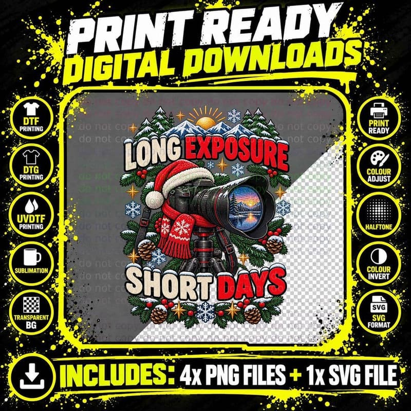 Photography Christmas Ugly Sweater Funny Camera Png SVG Digital Bundle