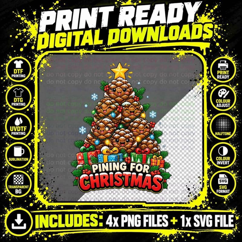 Pine Cone Christmas Pun Shirt Woodland Nature Holiday Png SVG Digital Bundle