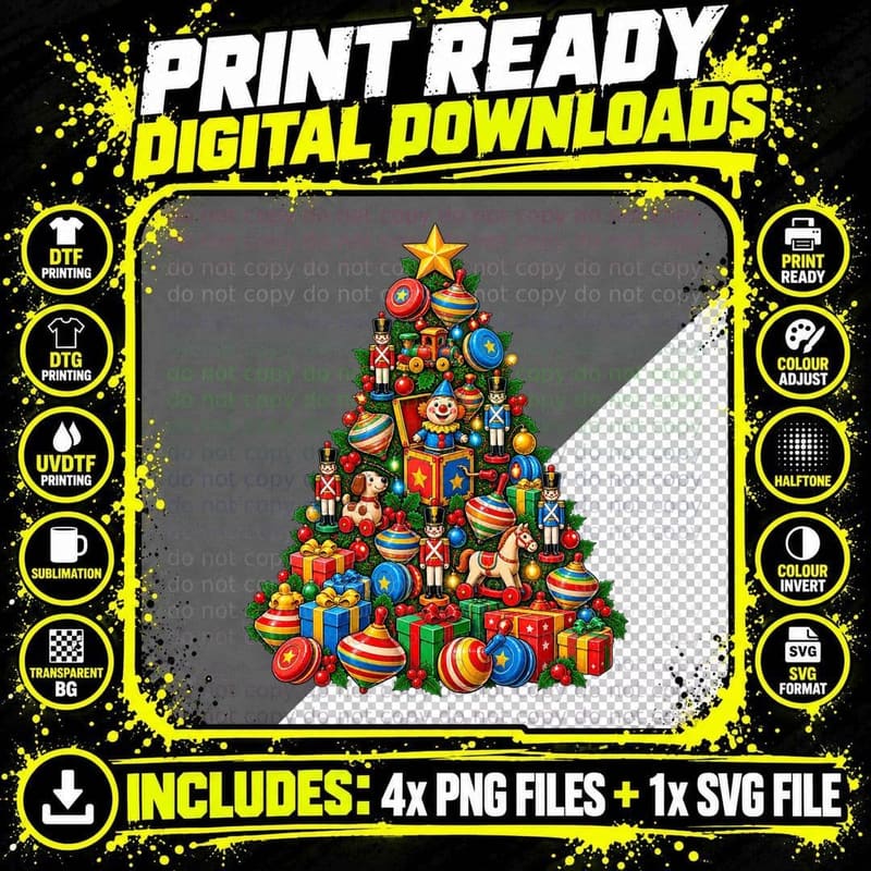 Retro Vintage Toys Christmas Jack in the Box Tin Png SVG Digital Bundle