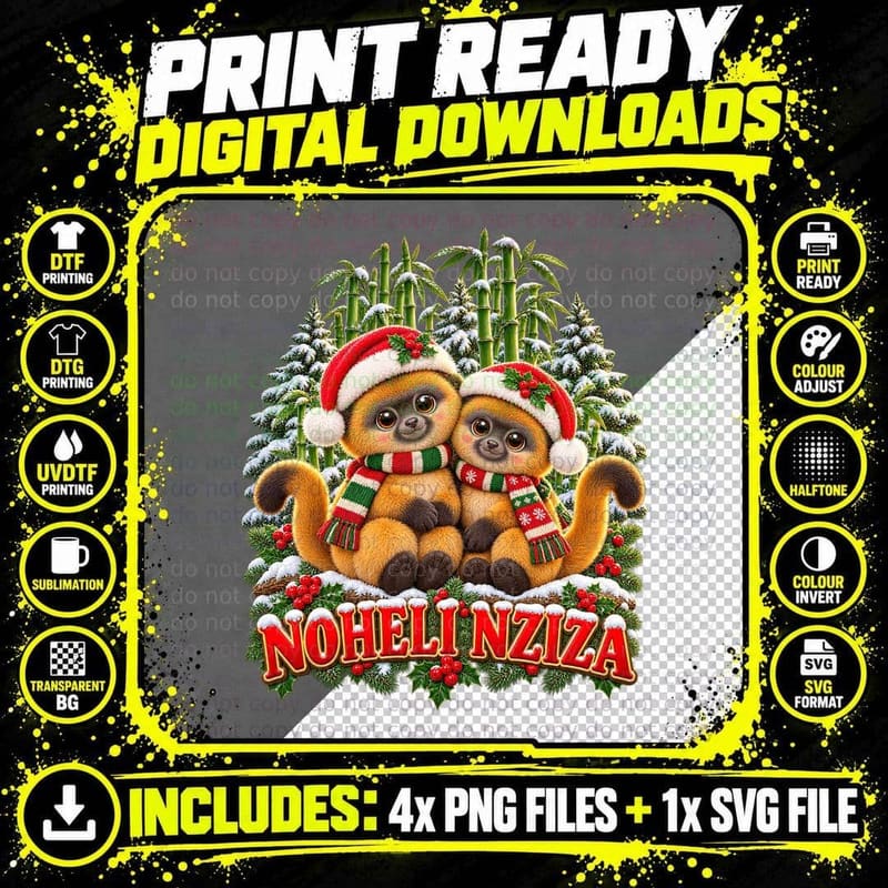 Rwandan Golden Monkey Christmas Cute Plush Toy Bamboo Png SVG Digital Bundle