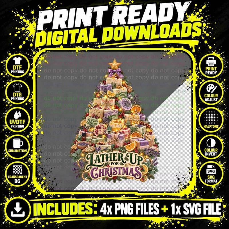 Soap Making Christmas Lather Up Artisan Soap Maker Png SVG Digital Bundle