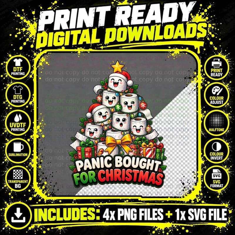 Toilet Paper Christmas Pun Shirt Funny Bathroom Holiday Png SVG Digital Bundle