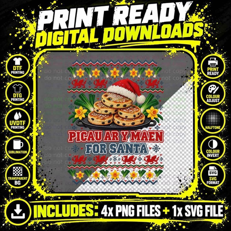 Welsh Cakes Ugly Sweater Christmas Baking Welsh Foodie Png SVG Digital Bundle