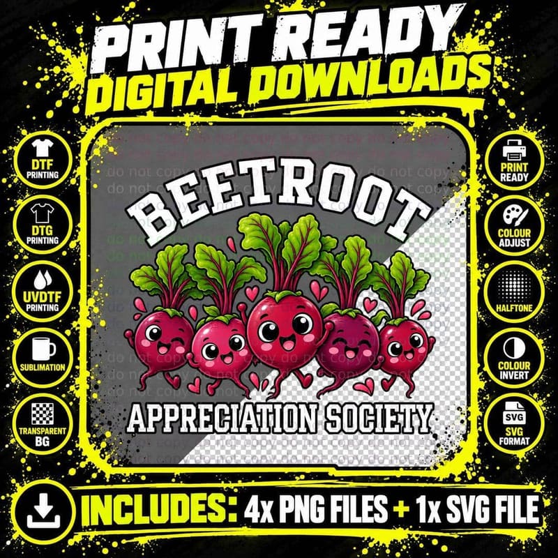 Beetroot Appreciation Society Cute Kawaii Root Vegetable Png SVG Digital Bundle