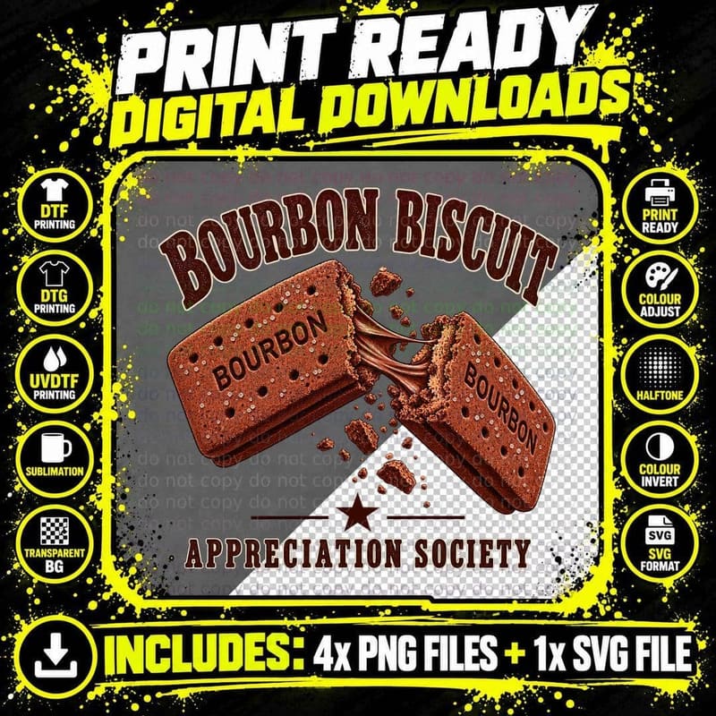 Bourbon Biscuit Lover Retro Bakery Food Appreciation Png SVG Digital Bundle