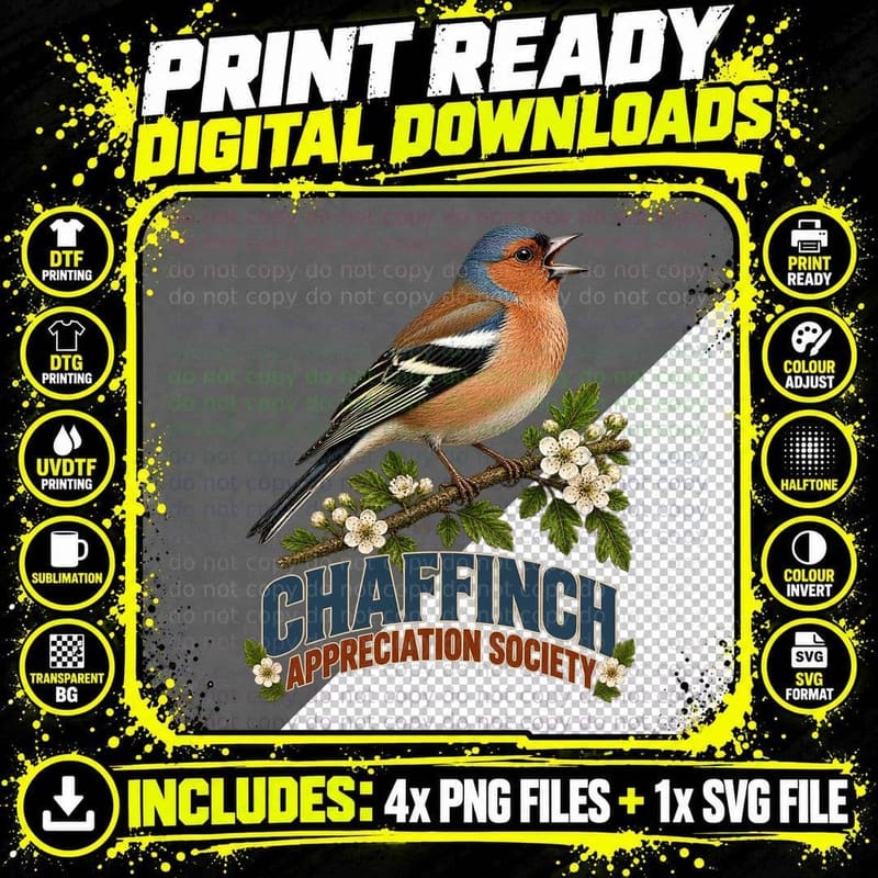 Chaffinch Appreciation Society Singing British Png SVG Digital Bundle
