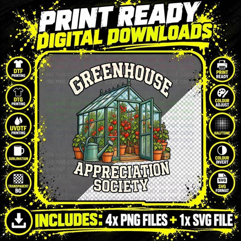 Greenhouse Appreciation Society Tomato Plants Garden Png SVG Digital Bundle