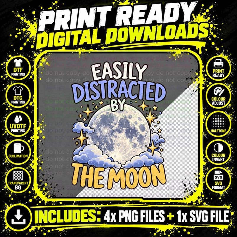Moon Lover Funny Saying Lunar Astronomy Full Moon Cute Png SVG Digital Bundle