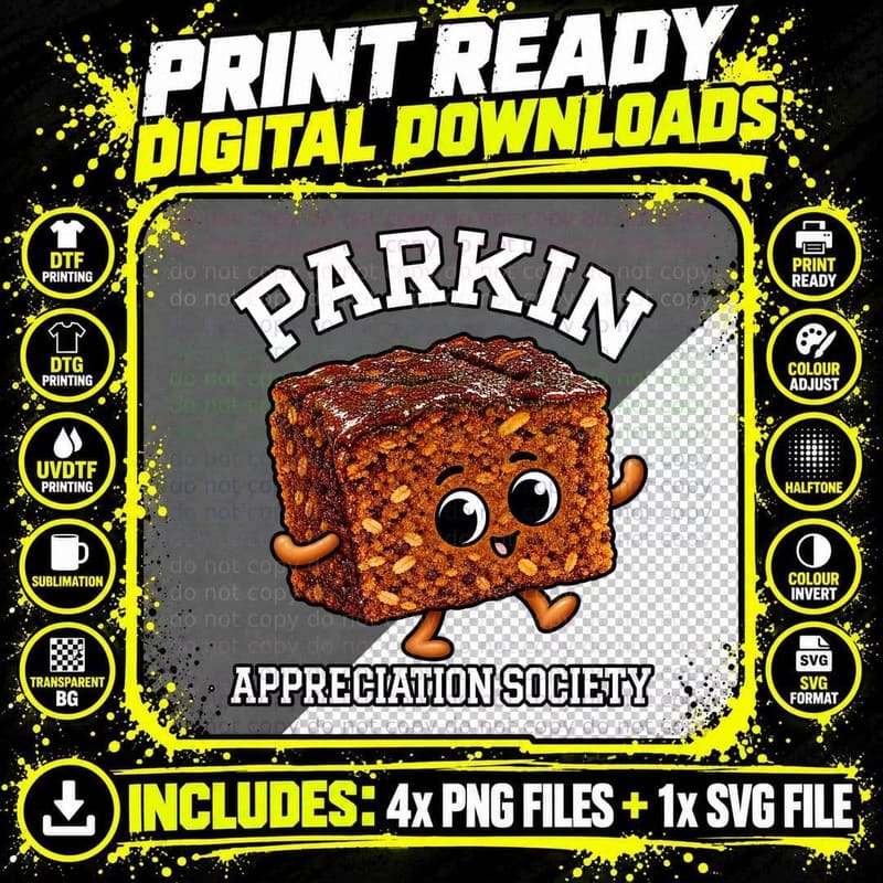 Parkin Appreciation Society Retro Cartoon Yorkshire Png SVG Digital Bundle