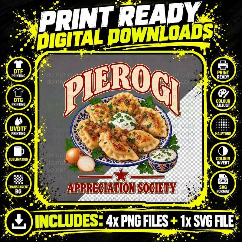 Polish Pierogi Retro Kitchen Food Lover Appreciation Png SVG Digital Bundle