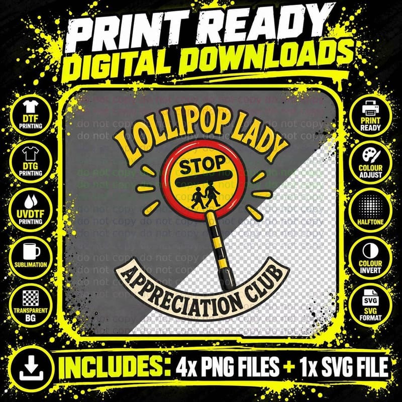 School Crossing Patrol Retro Lollipop Lady Appreciation Png SVG Digital Bundle