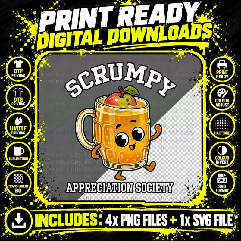 Scrumpy Appreciation Society Retro Cartoon Farmhouse Png SVG Digital Bundle
