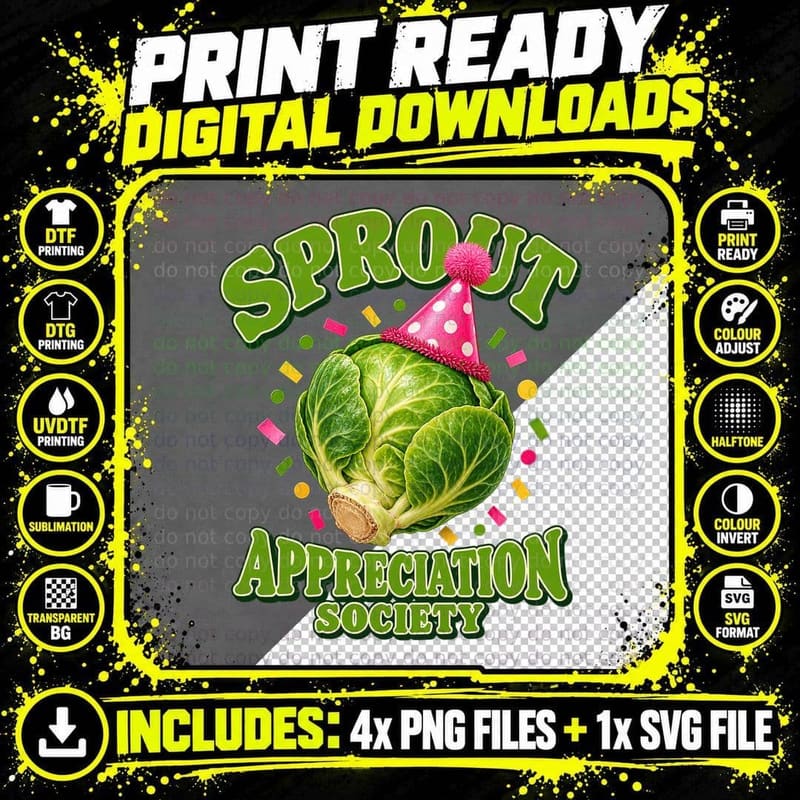 Sprout Appreciation Society Funny Party Hat Brussels Png SVG Digital Bundle