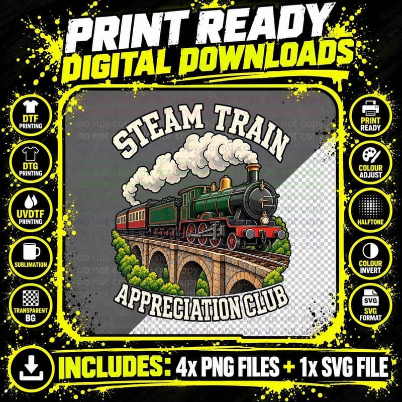 Steam Train Appreciation Club Heritage Railway Steam Png SVG Digital Bundle