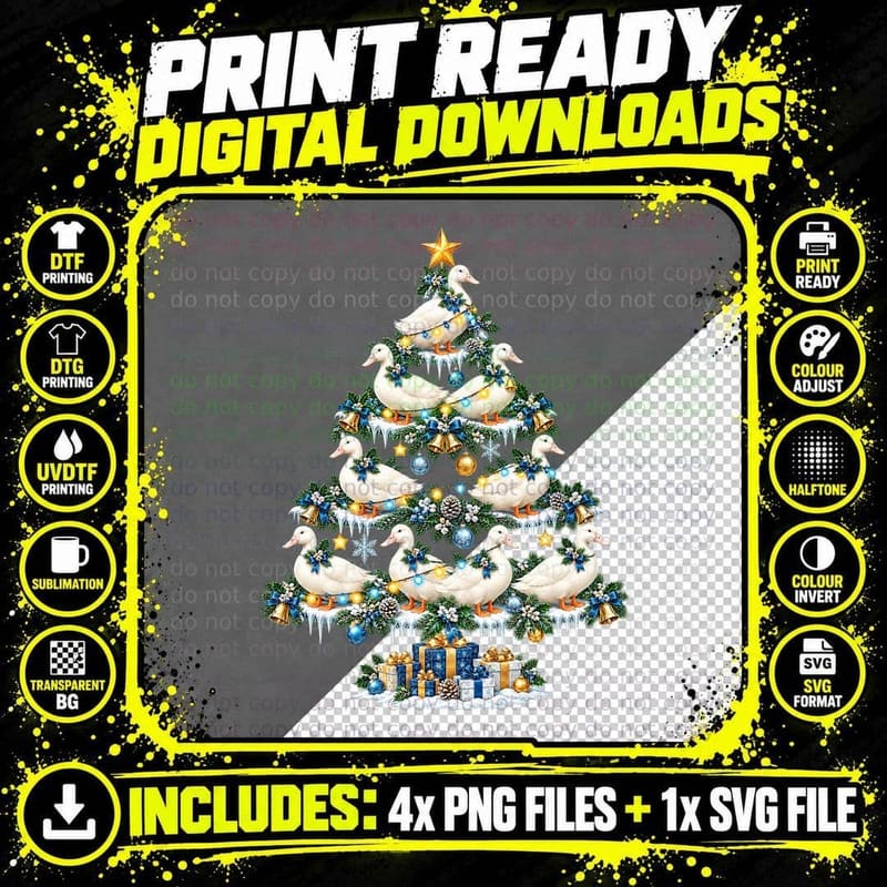 Aylesbury Duck Christmas White Duck Lover Farm Animal Png SVG Digital Bundle
