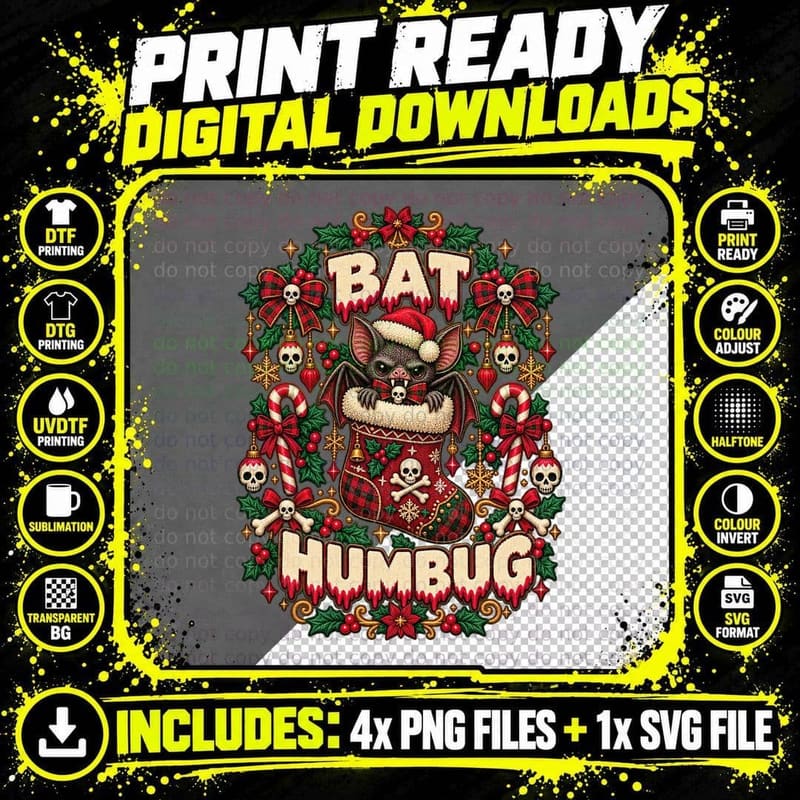 Bat Humbug Baby Vampire Bat Gothic Ugly Sweater Png SVG Digital Bundle