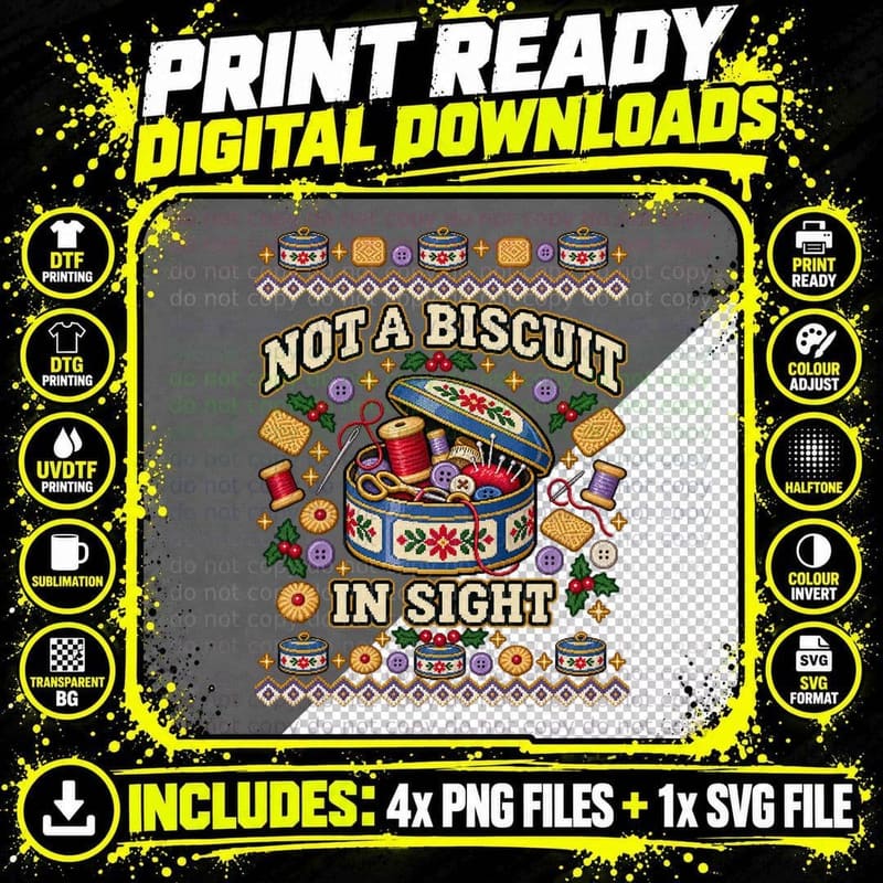 Biscuit Tin Christmas Ugly Sweater Funny British Sewing Png SVG Digital Bundle