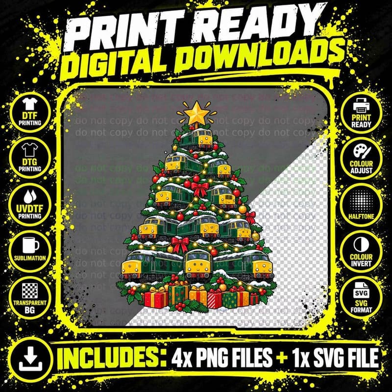 British Rail Diesel Locomotive Christmas Heritage Png SVG Digital Bundle
