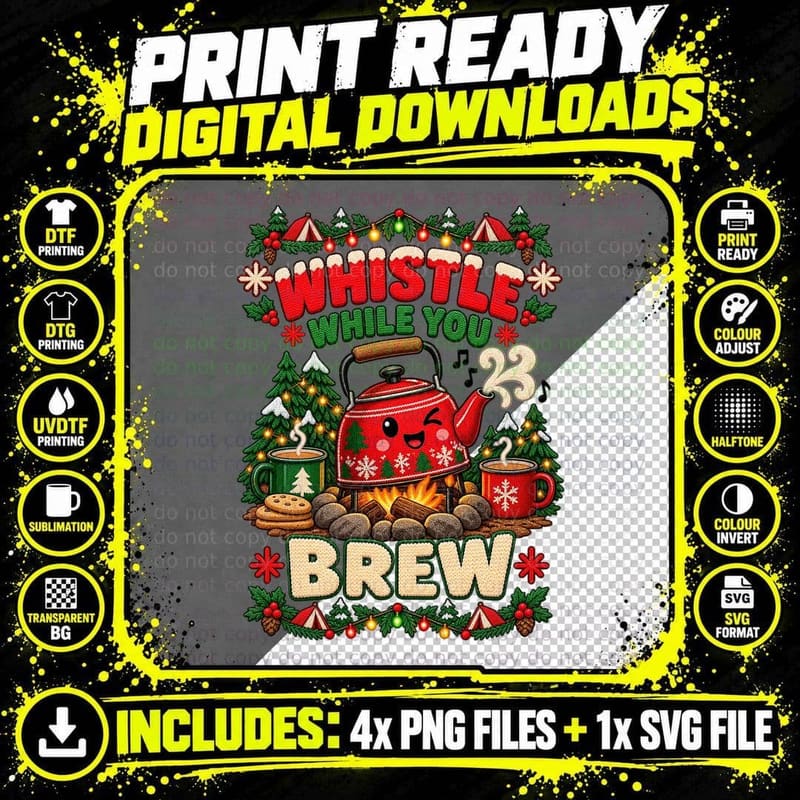 Camping Kettle Christmas Ugly Sweater Outdoor Tea Lover Png SVG Digital Bundle