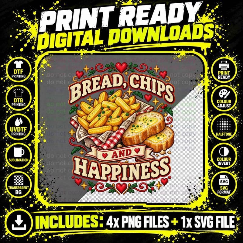 Chip Butty Christmas Ugly Sweater Funny British Comfort Png SVG Digital Bundle