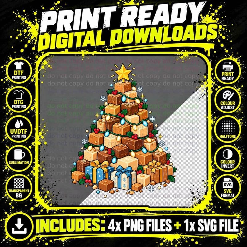 Christmas Fudge Candy Sweet Shop Festive Food Lover Png SVG Digital Bundle