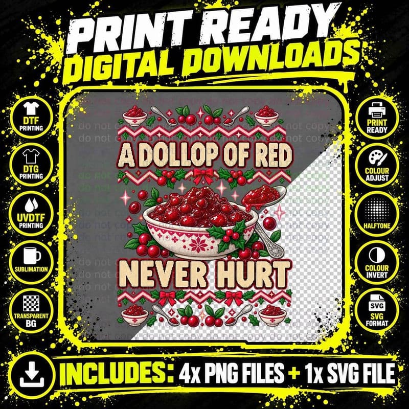Cranberry Sauce Ugly Sweater Christmas Dinner Funny Png SVG Digital Bundle