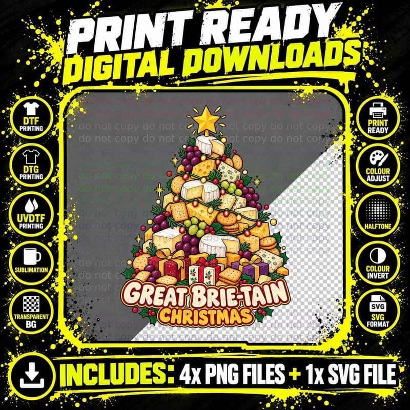 Funny Christmas Brie Cheese Pun Cheeseboard Food Lover Png SVG Digital Bundle