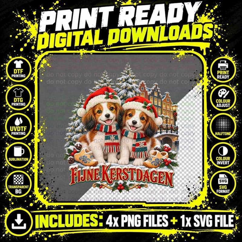 Kooikerhondje Christmas T-Shirt, Dutch Dog Lover Cute Png SVG Digital Bundle