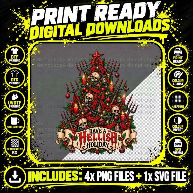 Pitchfork Christmas Tree Rustic Farmhouse Gothic Holiday Png SVG Digital Bundle