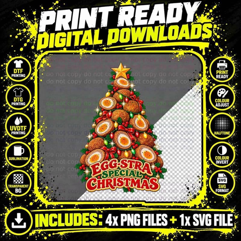 Scotch Egg Christmas Retro British Pub Food Funny Png SVG Digital Bundle