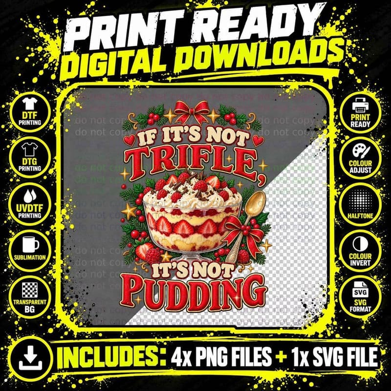 Sherry Trifle Ugly Sweater Christmas Pudding British Png SVG Digital Bundle